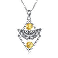 wholesale 925 Sterling Silver Butterfly Pendant With Sun And Moon Elements-Butterfly