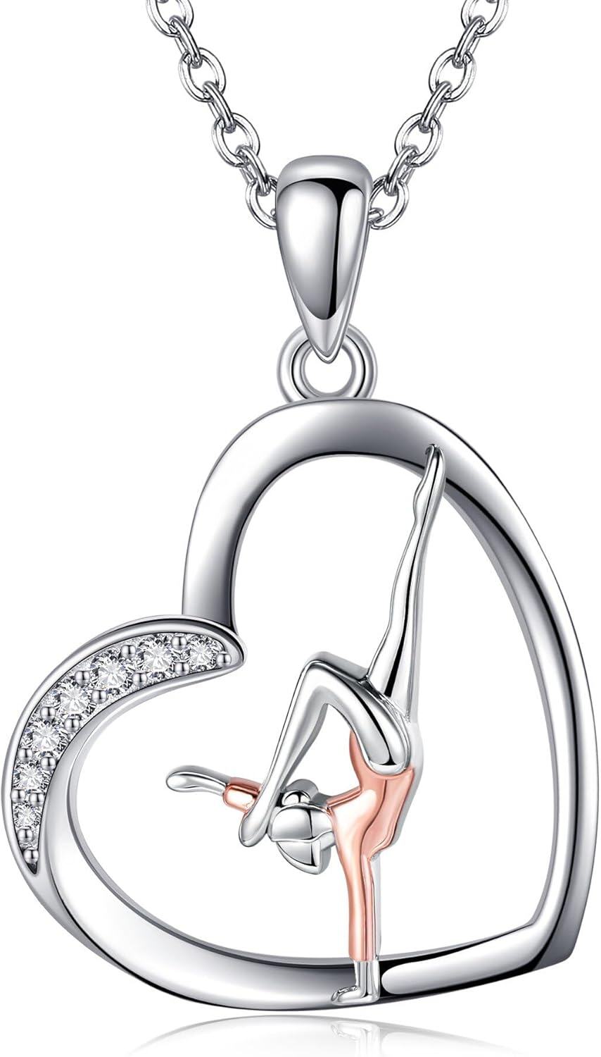 Sterling Silver Dancer Necklace for Gymnastics Cheerleading Ballet-silver