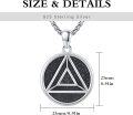 wholesale 925 Sterling Silver AA Sobriety Triangle Pendant Necklaces for Women Men Gifts-0-6