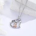 wholesale 925 Sterling Silver Forever Love Corgi Dog Paw Print Heart Pendant Necklace for Women-0-1