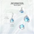wholesale 925 Sterling Silver Blue Flower Drop Earrings Wholesale With Crystal Accents-0-3