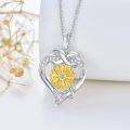 wholesale 925 Sterling Silver Heart-Shaped Sunflower Pendant Necklace for Women and Girls - Mothers' Day Gift-0-4