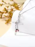TOUPOP 925 Sterling Silver Crystal Cross Animal Necklace-0-2