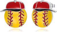 wholesale 925 Sterling Silver Basketball Stud Earrings with Number 24 Design-Softball