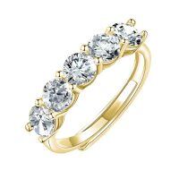 wholesale 925 Sterling Silver Five Stone Gold Plated Ring With Clear Stones-B-Yellow Gold