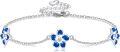 wholesale 925 Sterling Silver Blue Enamel Daisy Chain Link Bracelet for Women-0-0