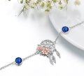 wholesale Rose Gold Plated 925 Sterling Silver Dream Catcher Bracelet with 5A Cubic Zirconia & Synthetic Sapphire Birthstone for Women-0-2