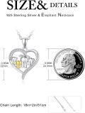 wholesale 925 Sterling Silver Elephant Family with Gold Heart Pendant Necklace for Women-0-2