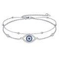 wholesale 925 Sterling Silver Evil Eye Charm Bracelet Wholesale With Blue And Clear Crystal Details-0-0