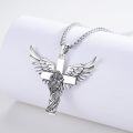 wholesale 925 Sterling Silver Guardian Angel Cross Pendant Necklace for Women Men Catholic s-0-4
