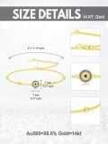 TOUPOP 14K Gold Evil Eye Link Bracelet For Women Protection Jewelry Gift-0-4