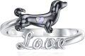 wholesale 925 Sterling Silver Opal Dachshund Adjustable Dog Ring for Women-0-0
