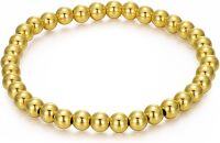 wholesale 14K Gold Bead Ball Stretch Bracelet 3mm 6mm for Women 5 9 -6.5 Inches style 3-5mm
