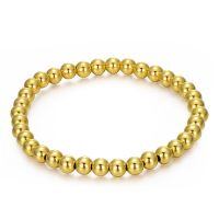 wholesale 14K Gold Bead Ball Stretch Bracelet 3mm 6mm for Women 5 9 -6.5 Inches style 3-5mm