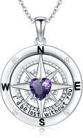wholesale 925 Sterling Silver 12 Birthstones Nautical Compass Necklace for Women-0-0