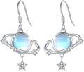 wholesale 925 Sterling Silver Blue Moonstone Star Drop Dangle Earrings for Women Girls -0-0