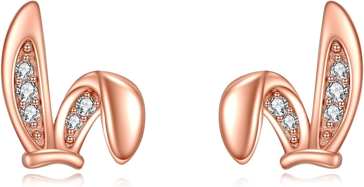 wholesale 925 Sterling Silver Rabbit Heart Stud Earrings for Women-0-1