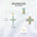 wholesale 14K Gold Blue Crystal Cross Pendant Necklace for Women Girls Gifts Fine Jewelry Chain Length:26 + Extender-0-3