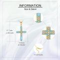 wholesale 14k Gold Blue Enamel Cross Necklace With Lab Diamond Accents-0-3