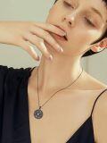 wholesale Black  Compass Necklace with Cubic Zirconia Centerstone - Travel Talisman Pendant for Men & Women-0-4