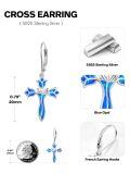 wholesale 925 Sterling Silver Blue Opal Flower Cross Drop Earrings for Women-0-3