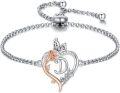 wholesale TOUPOP Rose Heart Bracelet For Women Sterling Silver Butterfly Initial D Letter Link Bracelet Anniversary Birthday Christmas Jewelry Gifts For Her Wife Girlfriend, Large -0-0