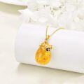 wholesale 925 Sterling Silver Honeycomb & Bee Design Amber Teardrop Pendant Necklace for Women-0-2