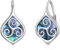 wholesale 925 Sterling Silver Abalone Shell Celtic Trinity Knot Leverback Earrings Triquetra Tree of Life s for Women Girls-0-0