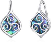 wholesale 925 Sterling Silver Abalone Shell Celtic Trinity Knot Leverback Earrings Triquetra Tree of Life s for Women Girls-triple spiral-triple spiral