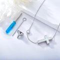 wholesale 925 Sterling Silver Cross Cremation Jewelry with Opal and Turquoise Pendant Keepsake Urn Necklace-0-1