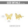 TOUPOP 14K Gold Diamond-Cut Butterfly Stud Earrings For Women-0-3