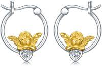 wholesale 925 Sterling Silver Angel Heart CZ Studs Dangle Drop Earring Set for Women Girls Gift 4PC-Huggie