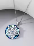 TOUPOP Sterling Silver Crystal Evil Eye Star Pendant Necklace-0-2