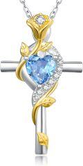 wholesale Sterling Silver Rose Cross Pendant Necklace for Women-0-144