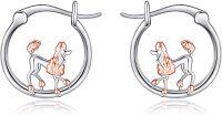 wholesale 925 Sterling Silver Dog Hoop Earrings - Adorable Pet s for Women and Girls-Poodle