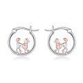 wholesale 925 Sterling Silver Two Tone Rose Gold Poodle Hoop Earrings For Women-0-0