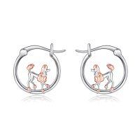 wholesale 925 Sterling Silver Two Tone Rose Gold Poodle Hoop Earrings For Women-Poodle