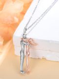 wholesale 925 Sterling Silver Couple Hugging Pendant Necklace Romantic Valentine's Day Gift for Her-0-2