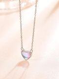 wholesale 925 Sterling Silver Moonstone Heart Pendant Necklace with 18+2 Chain - Birthdays Gifts for Her-0-3