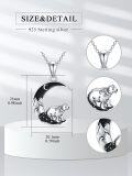 wholesale 925 Sterling Silver Crescent Moon Bear Pendant Necklace for Women Girls Gifts 48cm Chain Length-0-1