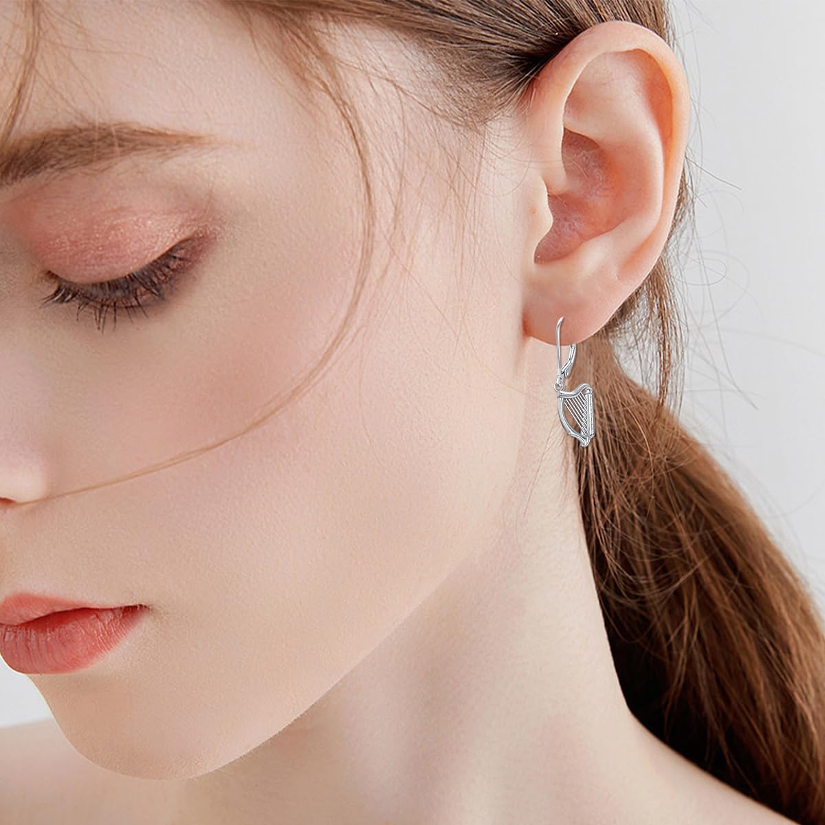 wholesale 925 Sterling Silver Harp Leverback Drop Earrings - Music  for Women-0-3