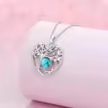 TOUPOP Sterling Silver Turquoise Tree Of Life Pendant Necklace-0-4
