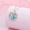 TOUPOP Sterling Silver Turquoise Tree Of Life Pendant Necklace-0-4