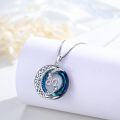 wholesale 925 Sterling Silver 80th Birthday Gift Blue Crystal Celtic Moon & Stars Pendant Necklace for Women-0-1