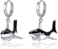 wholesale 925 Sterling Silver Killer Whale Dangle Drop Earrings for Women-Shark