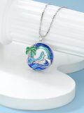 wholesale TOUPOP Whale Gifts S925 Sterling Silver Whale Pendant Necklace For Women With Blue Circle Crystal Plam Tree Jewelry Christmas Birthday Oceans Lover Gifts -0-2