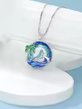 TOUPOP Sterling Silver Blue Crystal Whale Pendant Necklace For Women-0-2