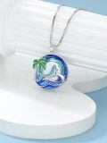 TOUPOP Sterling Silver Blue Crystal Whale Pendant Necklace For Women-0-2