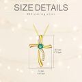 TOUPOP 14K Gold Emerald Cross Pendant Necklace, 16+2 Inch-0-1