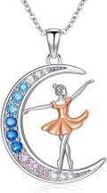 wholesale 925 Sterling Silver Ballerina Moon Pendant Necklace for Women Girls Dance Gift-0-0